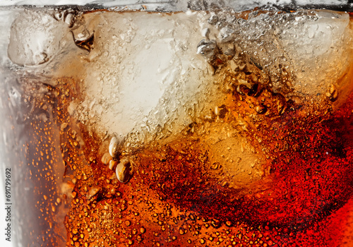 Close up Fizzy glass of cola