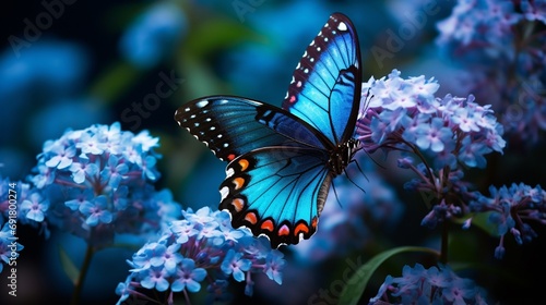 Purple Butterfly on Petal: Close-up Macro Photography of Butterfly in Nature generated by AI tool © Aqsa