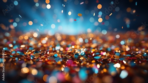 Colorful golden glitter confetti for holiday celebrate  background