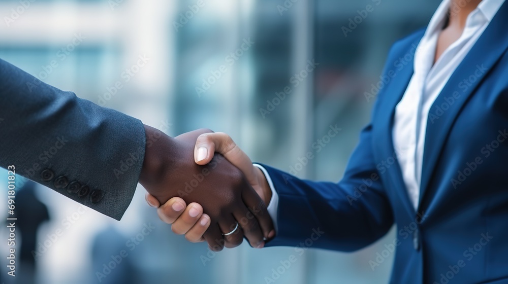 young business businesswoman handshake hand shake shaking meeting agreement office teamwork partner businessman hand startup creative black