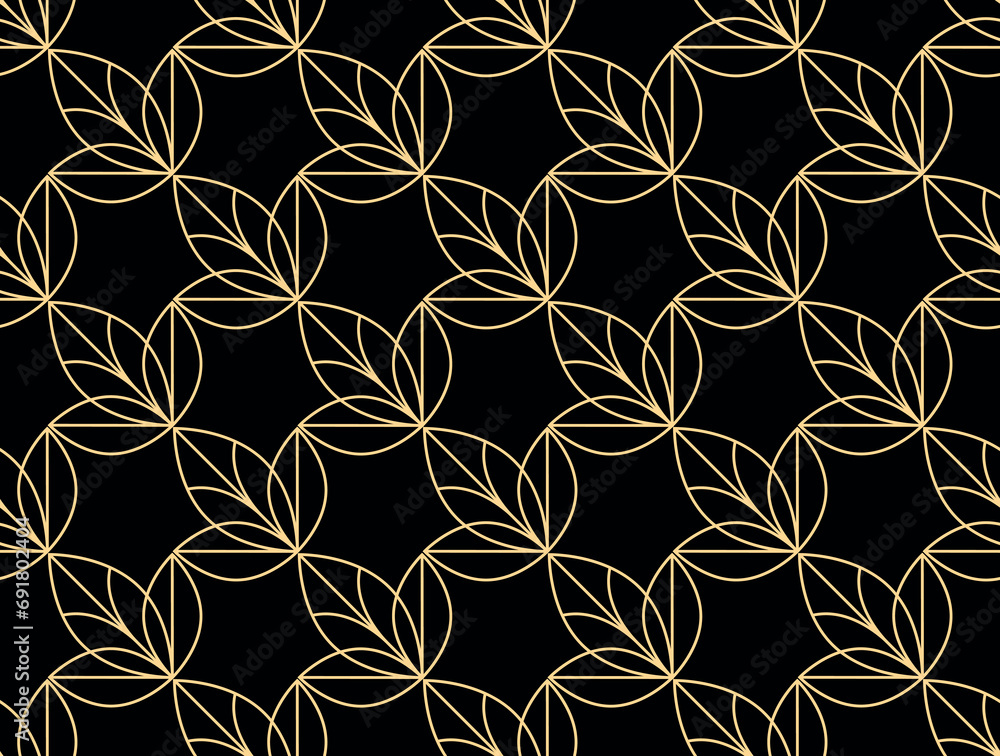 Fototapeta premium Flower geometric pattern. Seamless vector background. Gold and black ornament