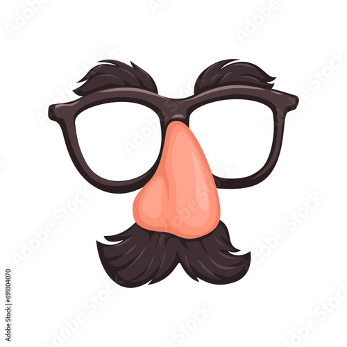 Disguise Eyeglass With Fake Nose and Mustache Symbol Cartoon illustration Vector