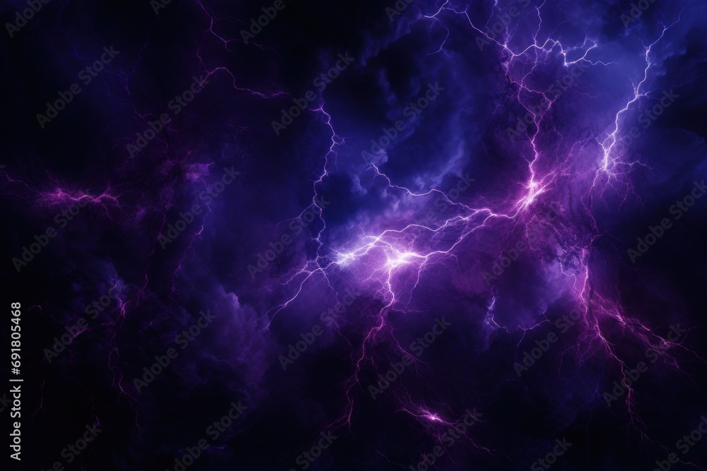  a purple and black background with a lot of lightening in the middle of the image and a black background with a lot of lightening in the middle of the image. - obrazy, fototapety, plakaty 
