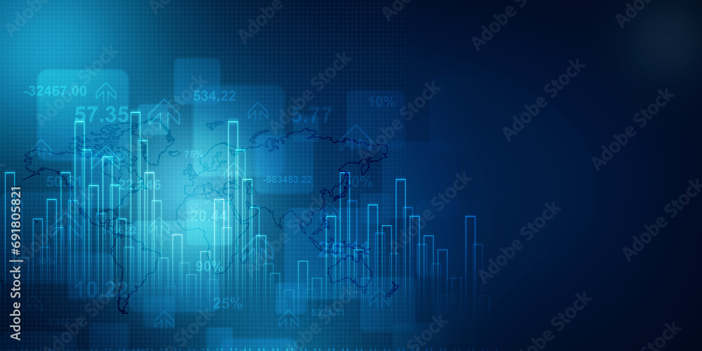 2d rendering Stock market online business concept. business Graph 