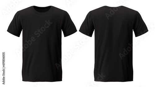 Plain Black T Shirt Mockup Design Front and Back on Transparent Background, PNG File
 photo