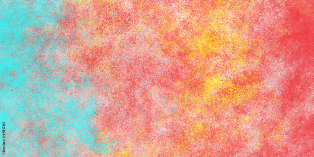Red orange and yellow or blue background with watercolor Hand drawn scratched grunge unusual texture. Grunge abstract background