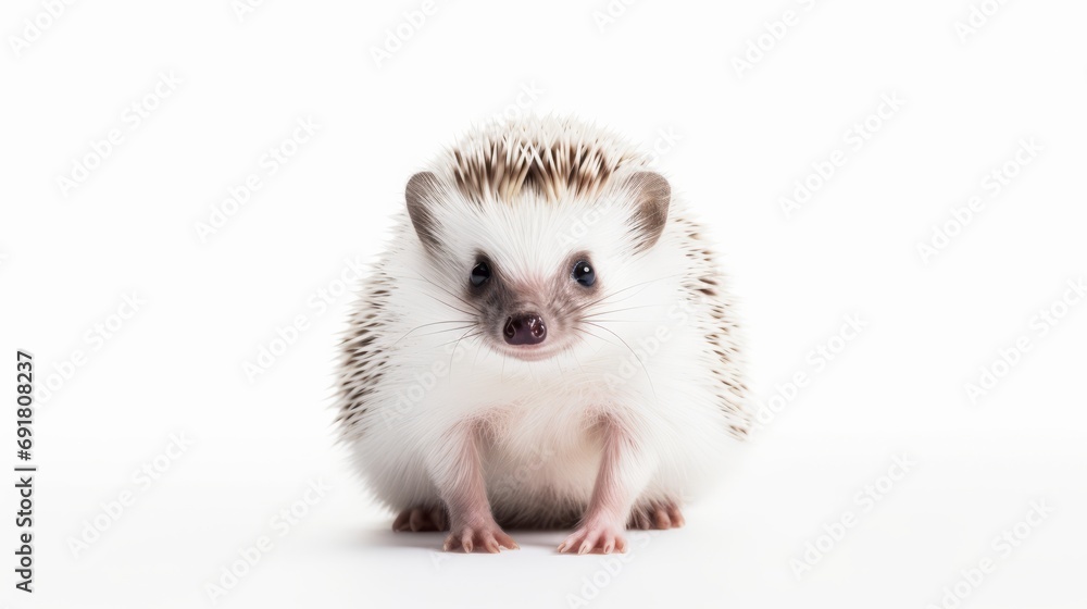 adorable African white- bellied hedgehog standing on white background adorable African white- bellied hedgehog standing on white background