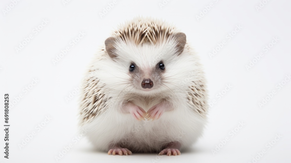 adorable African white- bellied hedgehog standing on white background adorable African white- bellied hedgehog standing on white background