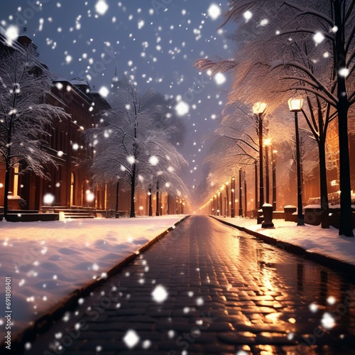 Cinematic lighting snowflakes falling wallpaper  hd photo