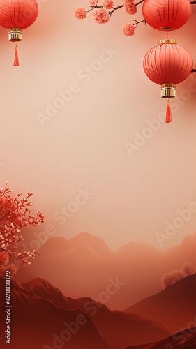 chinese new year red background and display minimal china