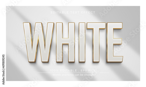 Editable text effect, White gold shiny text effect
