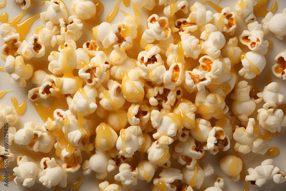 Popcorn with caramel on white background. Popcorn with caramel on white background.
