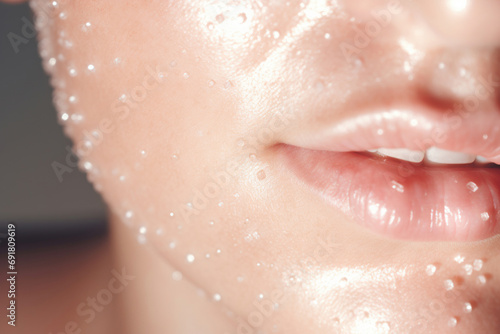 Close-up of Face with Sugar Peeling photo