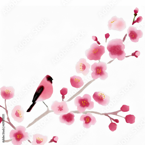 梅の花と鳥