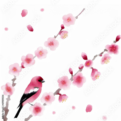 梅の花と鳥