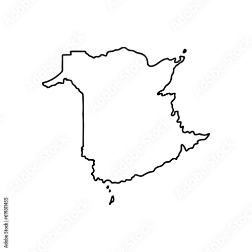 New Brunswick outline map. Provinces and territories of Canada. Vector map with contour.