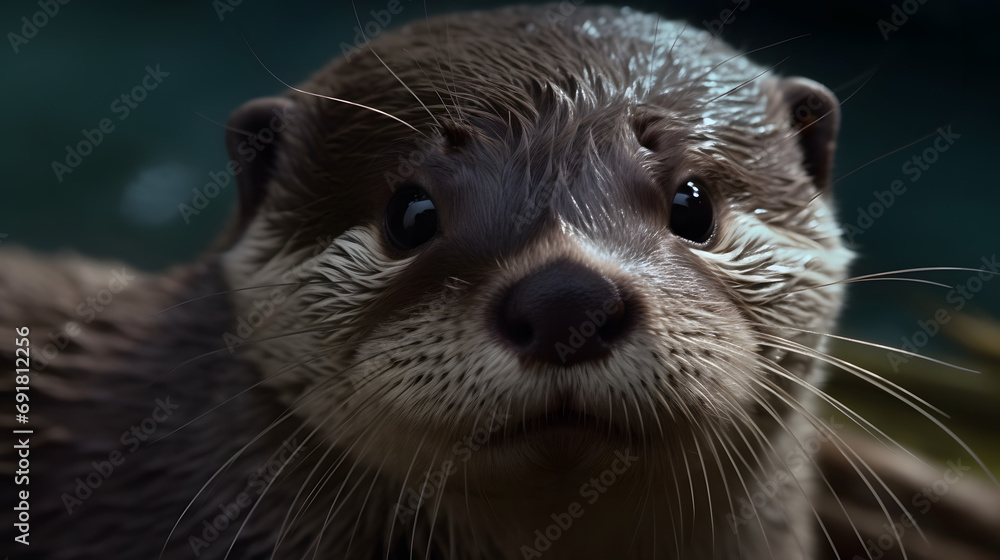 Obraz premium Close up shot on a baby otter 