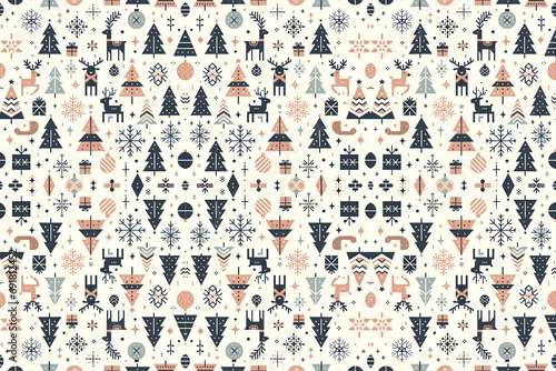 Seamless minimal Christmas pattern