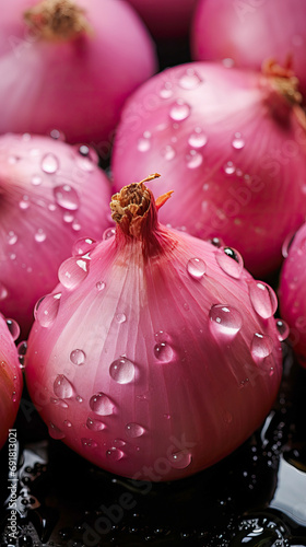 Fresh onions on a dark back...