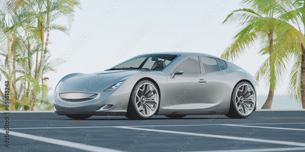 3D rendering of a brand-less generic concept racing car	
