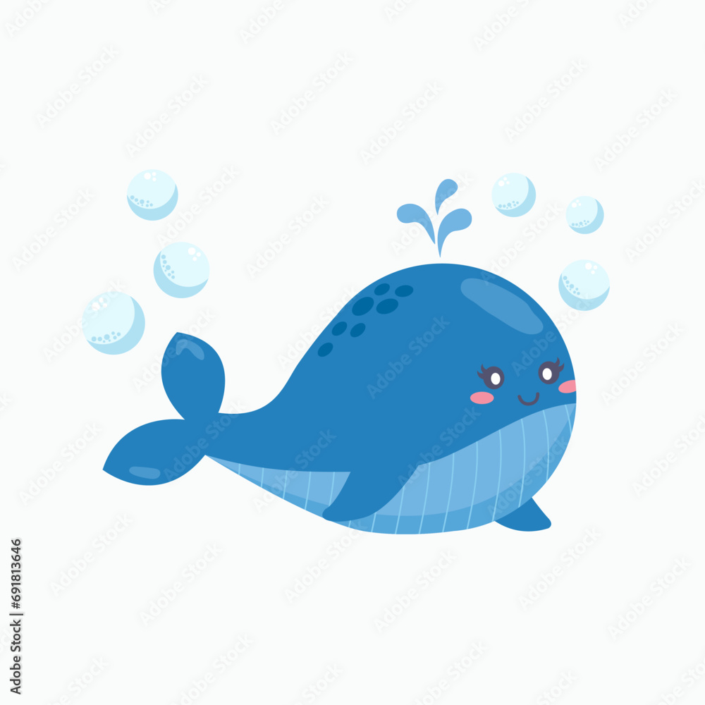 Cartoon whale vector illustration. Сute whale. Graphic for cards. Cartoon whale vector illustration. Сute whale. Graphic for cards.