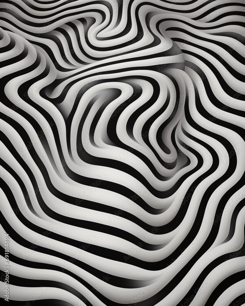 Black and White Spiral Optical Illusion Abstract Background. A Distorted Black and White Tunnel. Black and White Abstract Design Wallpaper