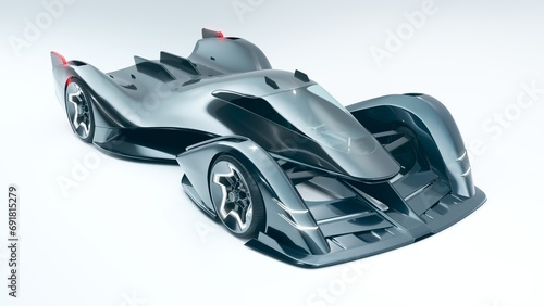 3D rendering of a brand-less generic concept racing car 