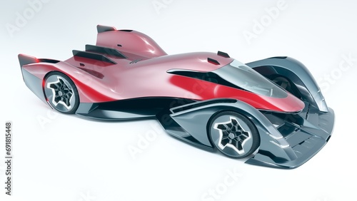 3D rendering of a brand-less generic concept racing car 