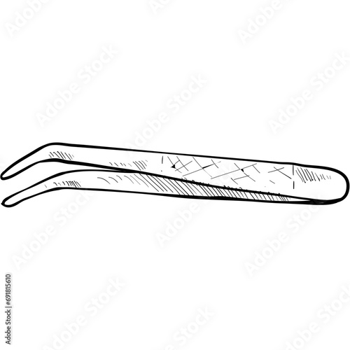 doctor's tweezers handdrawn illustration