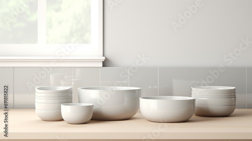 a white kitchen room mixing bowls on a white background