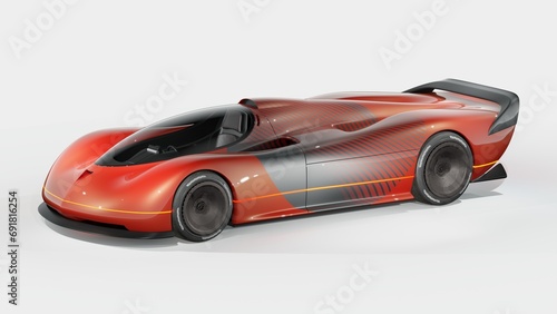 3D rendering of a brand-less generic concept racing car 