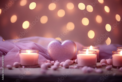 Background for Valentine s Day with decorative elements hearts  flowers or candles
