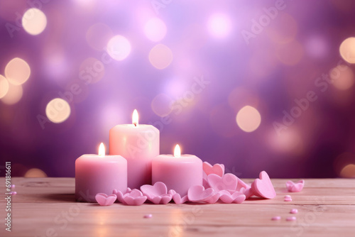 Background for Valentine s Day with decorative elements hearts  flowers or candles