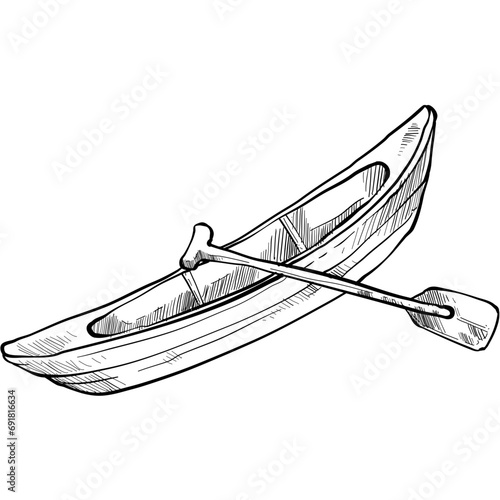 canoe handdrawn illustration