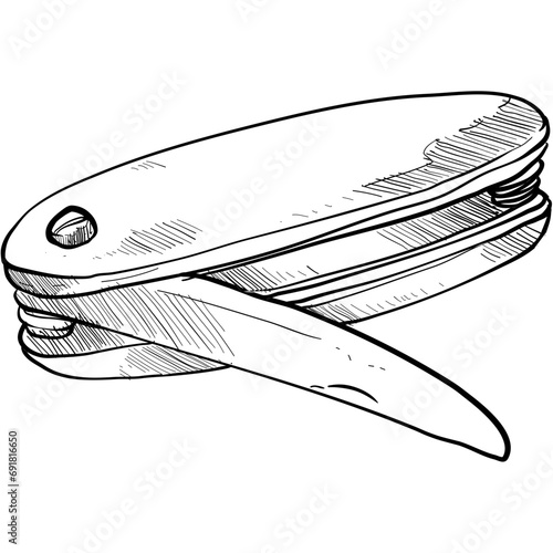 folding knife handdrawn illustration