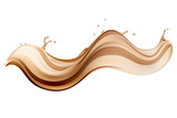 Dark Brown coffee liquid swirl splash with little bubbles isolated on transparent png background, liquid fluid element flowing in form of wave.