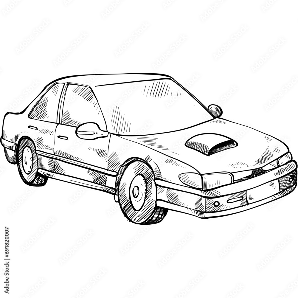 Obraz premium vintage car handdrawn illustration