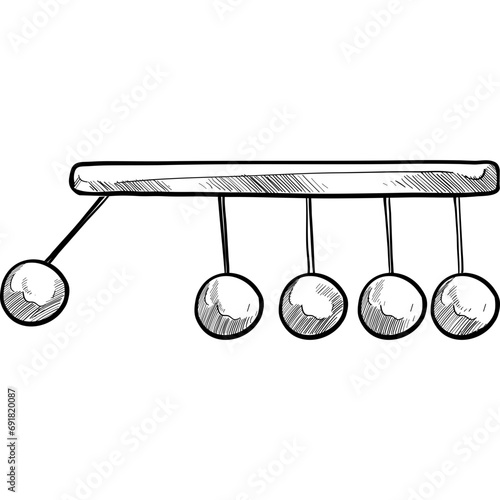 newton cradle handdrawn illustration