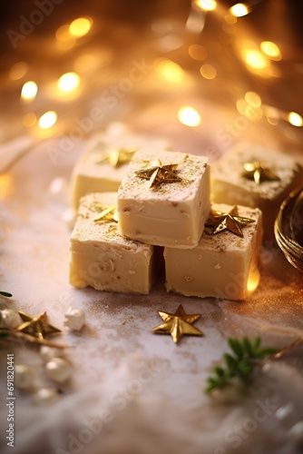 Delicious Christmas fudge with decoration