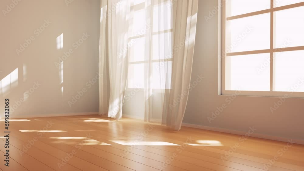 Empty room with light comes in, 3d rendering.