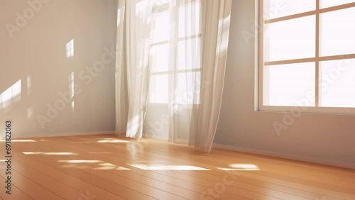 Empty room with light comes in, 3d rendering. photo