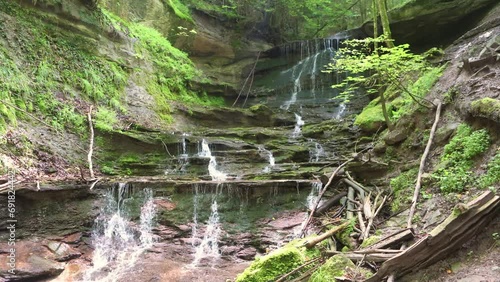 Murrhardt south Germany swabian forest  tourist destination hotspot waterfall Hörschbachfälle in scenic Hörschbachschlucht in summer photo