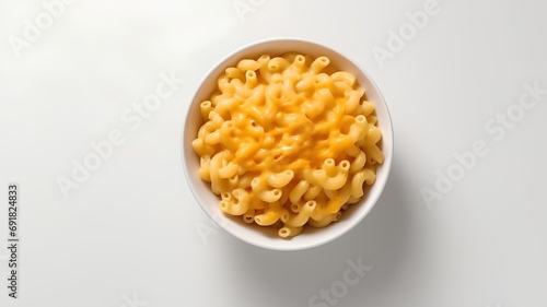close up of a bowl of macaroni pasta on white background photo
