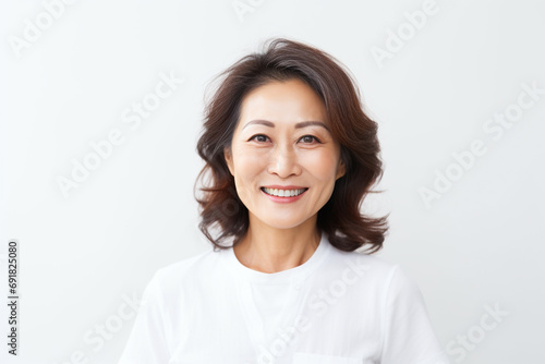 白い服を着たアジア人中年女性 photo