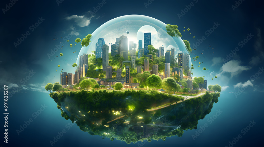 Environmental technology concept. Sustainable development. Generative Ai.