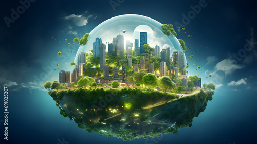 Environmental technology concept. Sustainable development. Generative Ai. photo