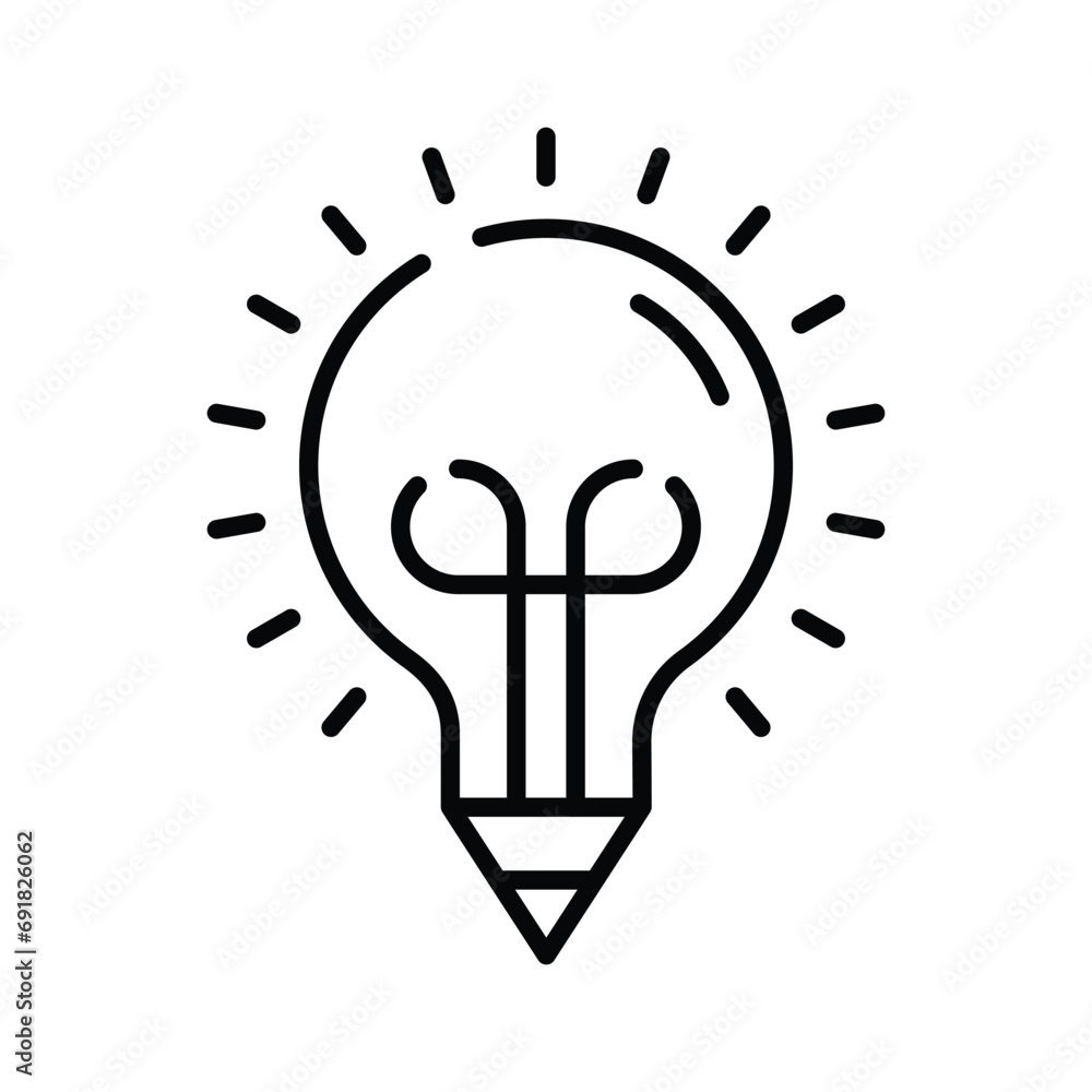 Light bulb with pencil denoting concept icon of creative writing, customizable design Light bulb with pencil denoting concept icon of creative writing, customizable design