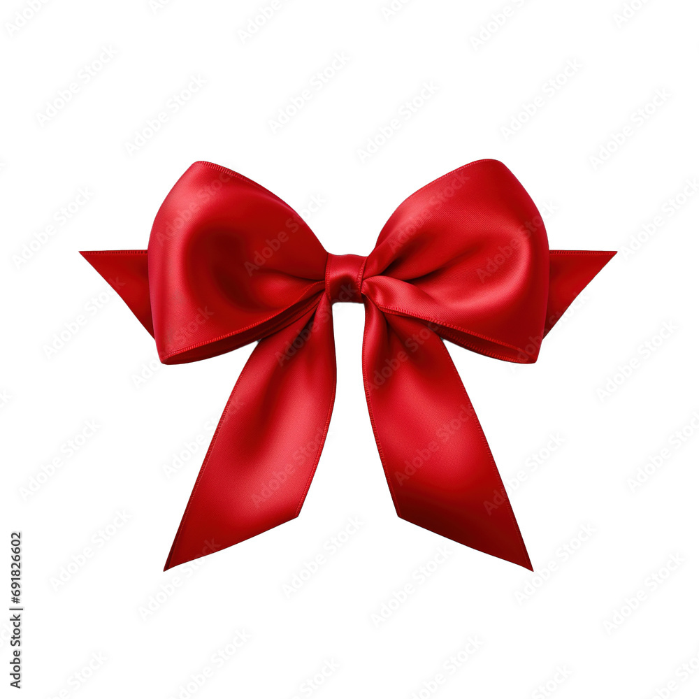 Fototapeta premium Red Ribbon on Transparent Background, PNG Transparent. Bow, Christmas, Xmas, Gift, Birthday, Present