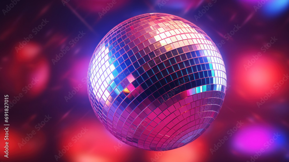 Fototapeta premium Disco ball, disco club background.