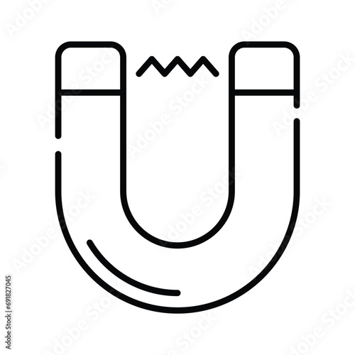 Physics magnet icon in flat style, scalable vector of attraction